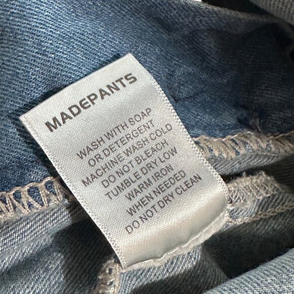 Womens Distressed Denim Crop Overalls Madepants Size S 100% Cotton Casual Style - Picture 3 of 8